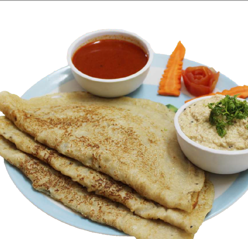 Jowar/Sorghum dosa and chutney in a plate